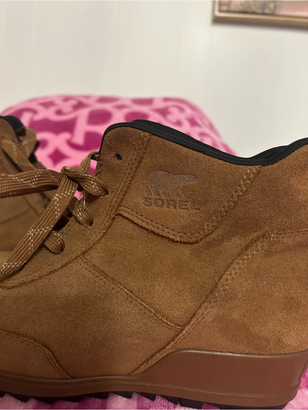 Sorel Tan Suede Wedge Lace-Up Ankle Shoe - Picture 2 of 6
